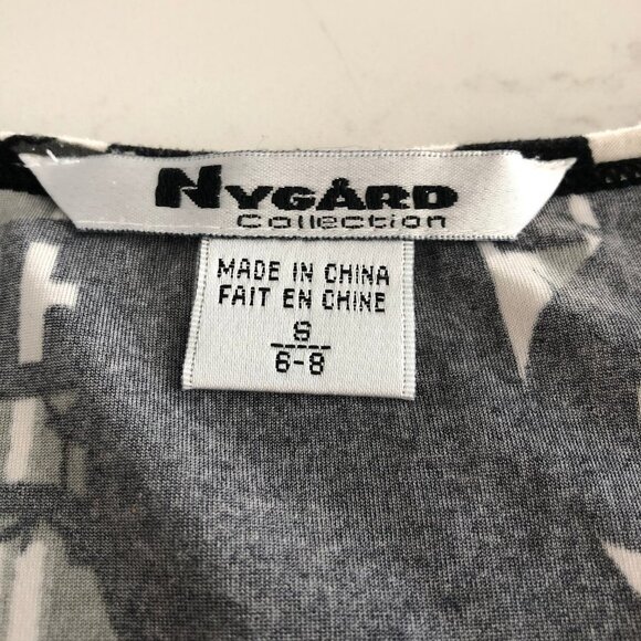 Nygard Collection Abstract Print Scoop Neck 3/4 Slv Polyester Top Blk Wht Sz S - Picture 6 of 9